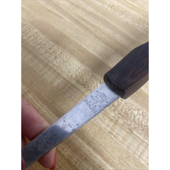 Cutco #15 Ladle Stainless Brown Red Wood Swirl Handle Double Spout USA - Picture 4 of 10